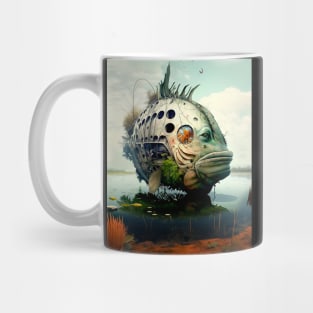 The Armored Angler: The Future of Fish on a Dark Background Mug